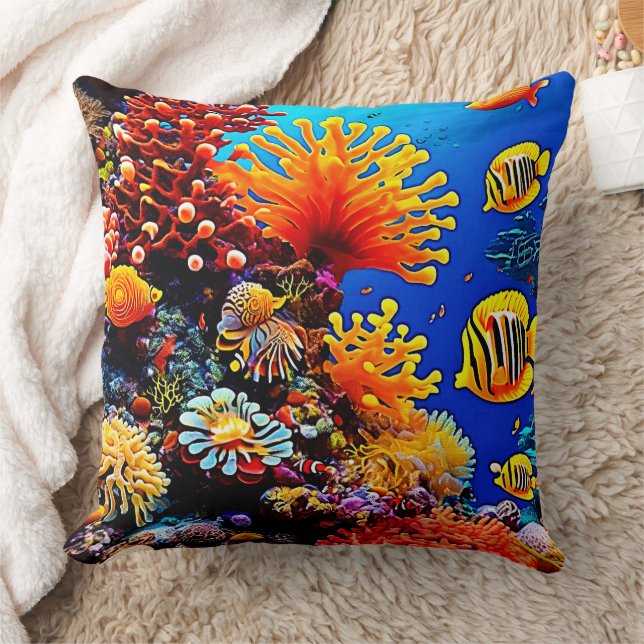 Almofada Oceano Colorido com Vida Submarina (Cobertor)