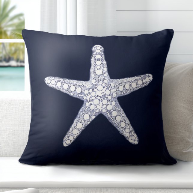 Almofada Oceano Marinho  Travesseiro decorativo Branco Azul (Elevate Your Décor: Discover our Elegant Coastal Throw Pillows in Blue &amp; White)
