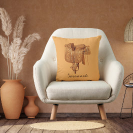 Almofada Ocidental,Saddle,Cowgirl, Cavalo Andando, Dia de a