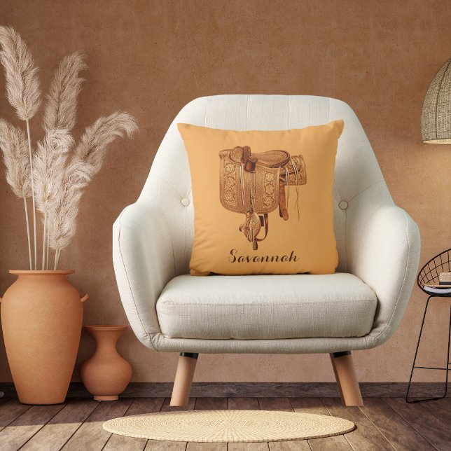 Almofada Ocidental,Saddle,Cowgirl, Cavalo Andando, Dia de a (Criador carregado)