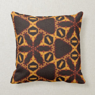 Almofada Ocre amarelo inspirado africano Borgonha de Brown