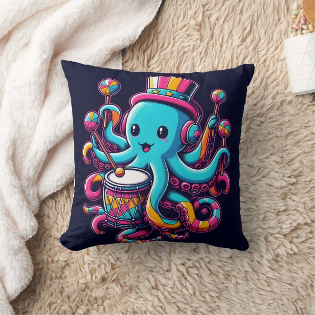 Almofada Octopus Colorindo Tambores numa Feira Divertida (Cobertor)