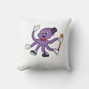 Almofada Octopus como mágico com chapéu