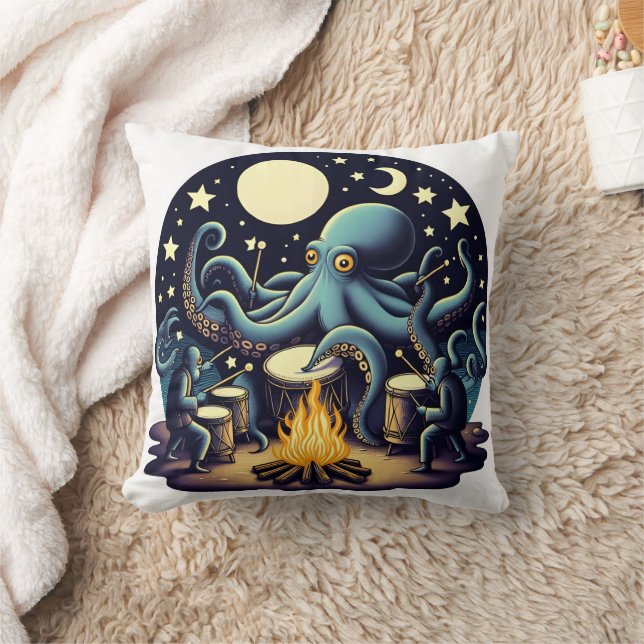 Almofada Octopus Drumming by Moonlit Campfire (Cobertor)