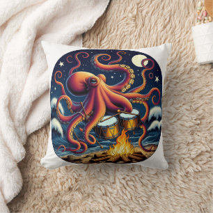 Almofada Octopus Drumming By The Campfire Sob Lua