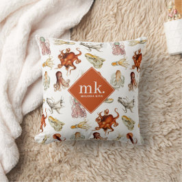 Almofada Octopus Oceano Octopus Monograma de Padrão