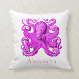 Almofada Octopus Personalizado Vintage Náutica Roxo-Púrpura