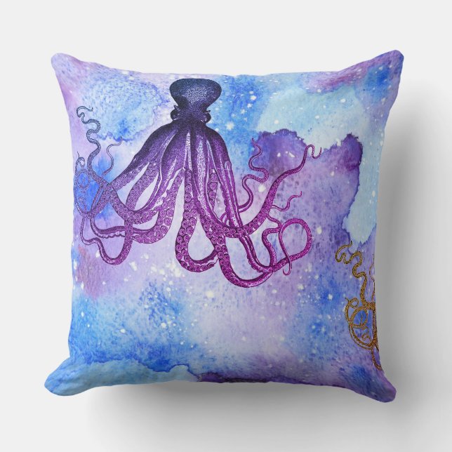 Almofada Octopus Throw Cushion - Vida sob o mar (Frente)