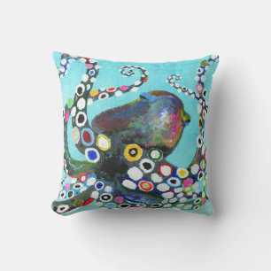 Almofada Octopus Vibrante: Ilustração Acrílica