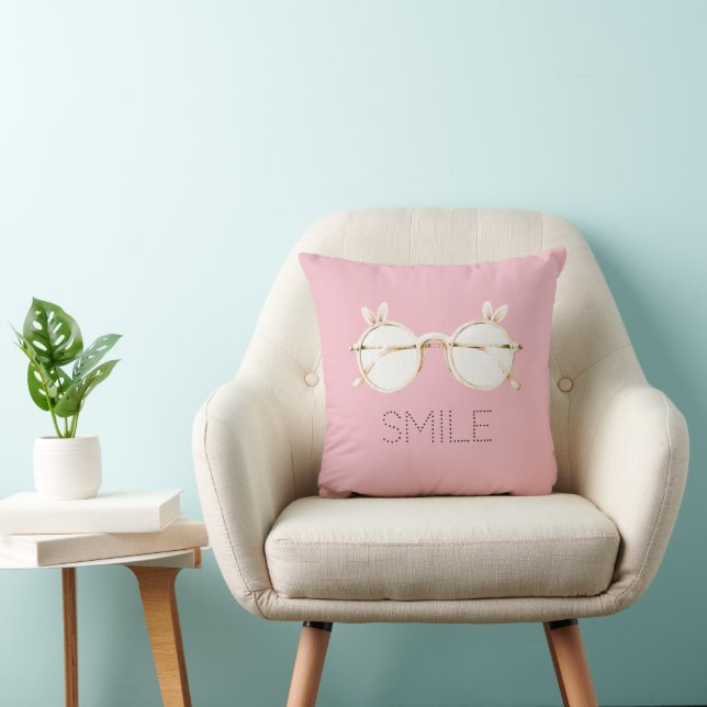 Almofada Óculos de Orelhas de Coelho Rosa Branco Sorriso (Cadeira)