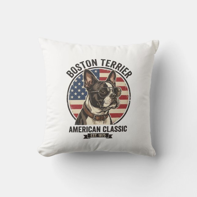 Almofada Óculos de sol com bandeira americana do cão clássi (Frente)
