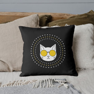Almofada Óculos De Sol De Gato Cinto E Ponto Em Branco Amar