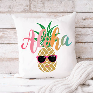 Almofada Óculos de sol tropicais do abacaxi da praia Aloha