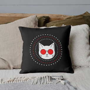 Almofada Óculos Sun Mascot Gato Engraçado Legal Vermelho Ci