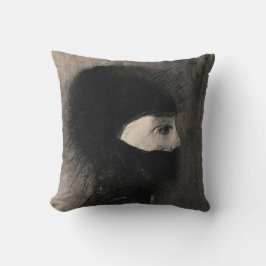 Almofada Odilon Redon. Armadura. Cara de mulher escura. Sim