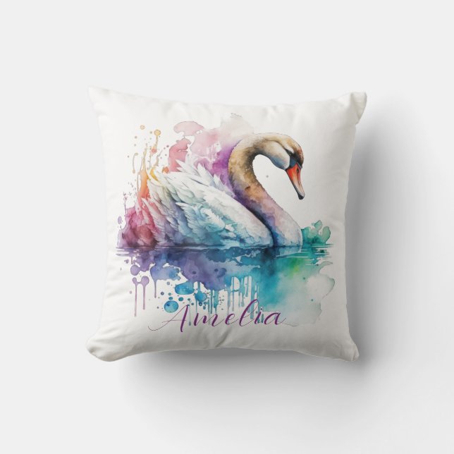 Almofada Oferta de aniversário do Swan Personalizado por Aq (Frente)