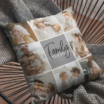 Almofada Oferta de Foto de Colagem da Família e Cinza Perso<br><div class="desc">Crie uma bela e personalizada colagem familiar com oito fotos, acompanhada de um nome de família personalizado em cinzas. Este dom único e pensativo é perfeito para comemorar momentos especiais e celebrar o amor e o vínculo dentro de uma família. A colagem apresenta oito fotos cuidadosamente selecionadas que você pode...</div>