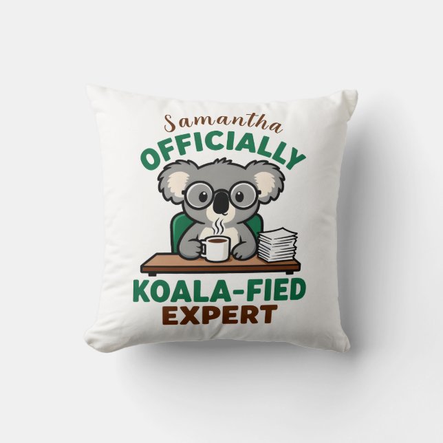 Almofada Officially Koala-fied Expert Funny Coffee Pun (Frente)