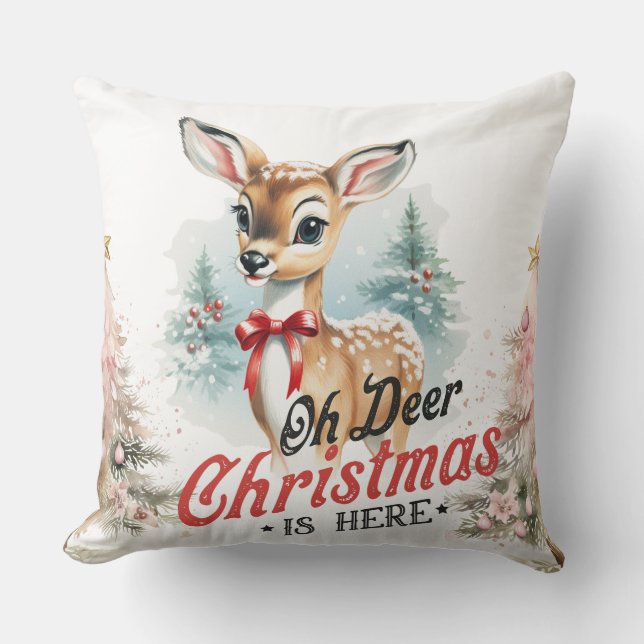 Almofada Oh Deer Christmas está aqui Travesseiro decorativo (Frente)