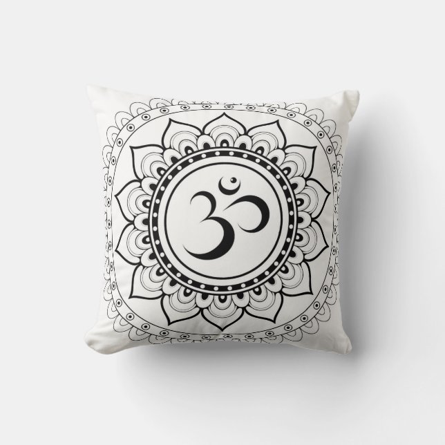 Almofada Ohm Mandala Om Mandala Branco & Preto (Frente)