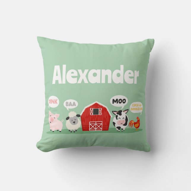 Almofada Oink Baa Moo Fazenda Animal Cute Personalizado (Frente)