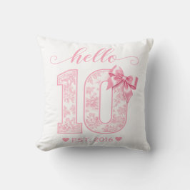 Almofada Olá 10 Aniversário | Rosa Olá 10 Ano Personalizado