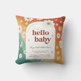 Almofada Olá, Baby | Estats de Nascimento do Arco-Íris Retr