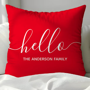Almofada Olá em roteiro vermelho personalizado