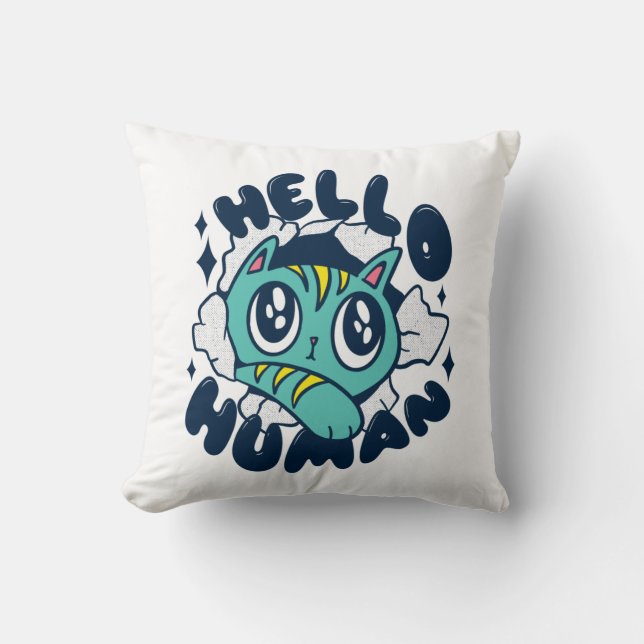 Almofada Olá humano Gato Fofo (Frente)