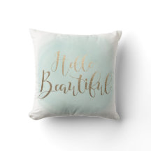 Olá! ouro bonito 16" do falso x 16" travesseiro