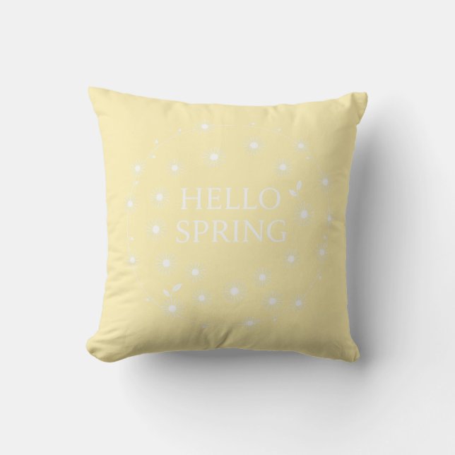 Almofada Olá Primavera Daisy Wreath Throw Pillow (Frente)
