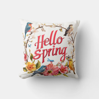 Almofada Olá, Primavera Gráfico com Motifs Floral e Bird