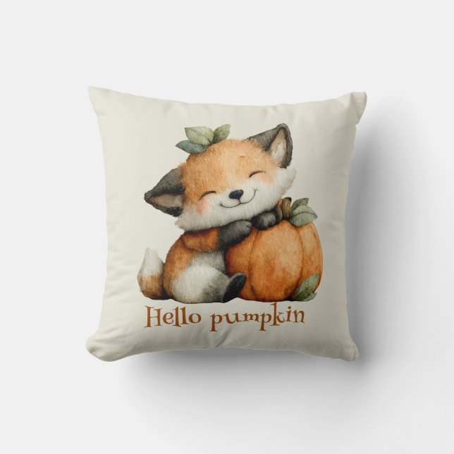 Almofada Olá Pumpkin Cute Fox Halloween Design (Frente)