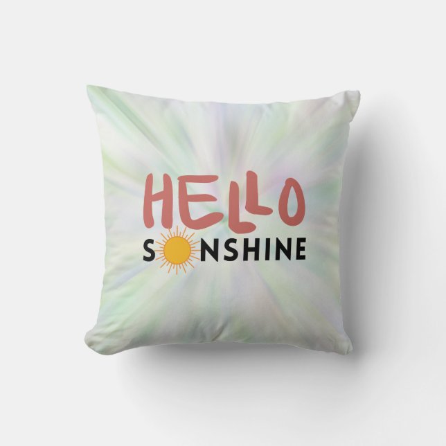 Almofada Olá, Sonshine, Sun Rays, Verões de Verão (Frente)
