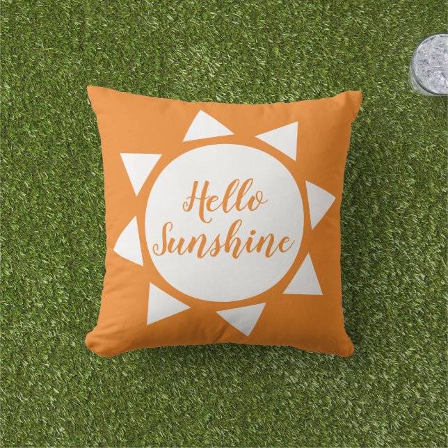 Almofada Olá Sunshine, linda cor laranja personalizada do s (Grama)