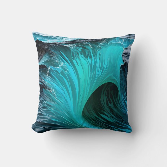 Almofada "Ola Tiburón" Onda Azul De Tubarão (Frente)