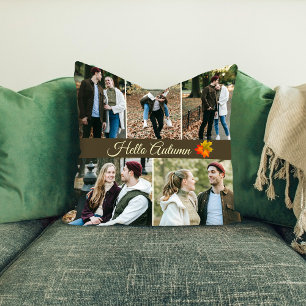 Almofada Olá, Travesseiro decorativo de colagem de fotos do
