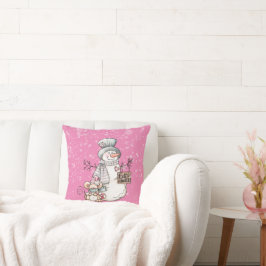Almofada Olá Winter Pink Snowman e Mouse Christmas