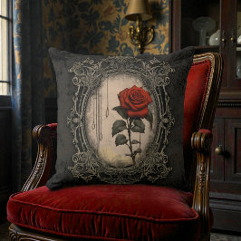 Almofada Old Victorian Black with Red Rose