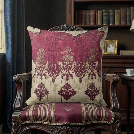 Almofada Old Victorian Dark Red Maroon Floral