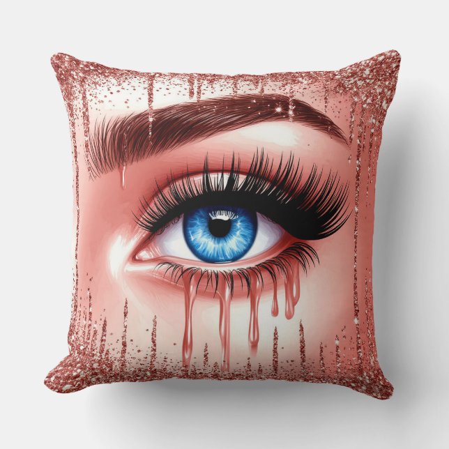 Almofada 💋 Olhar Azul Dramático Glam Decoração Para Amante (Frente)