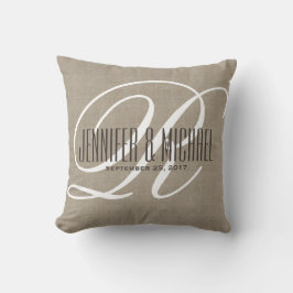 Almofada Olhar Linn Antiquado com Monograma Branco