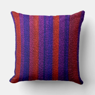 Almofada Olhar vermelho e roxo do couro da listra