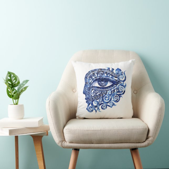 Almofada Olho abstrato Grego Mau com Chave Grego (Cadeira)