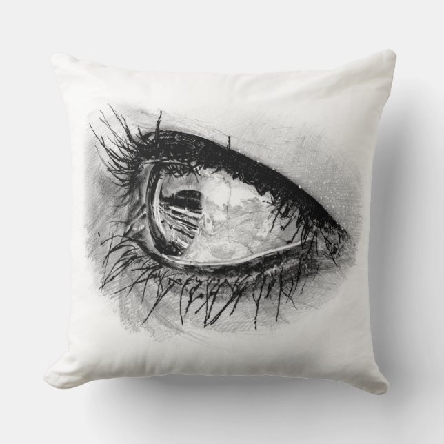 Almofada Olho bonito de mulher no cheio mascara no travesse (Frente)