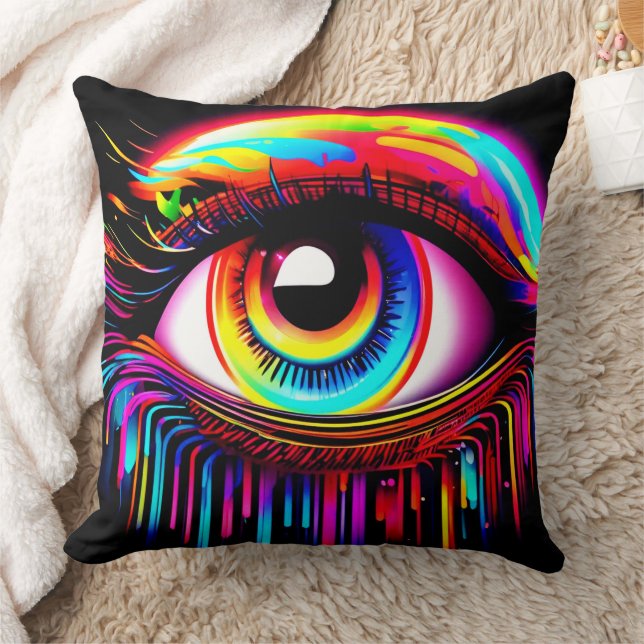 Almofada Olho de Neon Vibrante com Cores Derretidas (Cobertor)