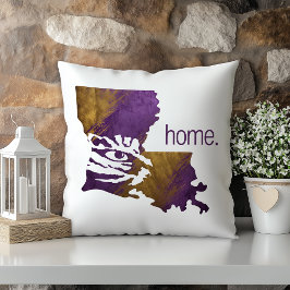 Almofada Olho de Tigre Dourado Roxo Estado da Louisiana