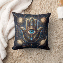 Olho Turco Hamsa Celestial Dourado Marinha Cósmica