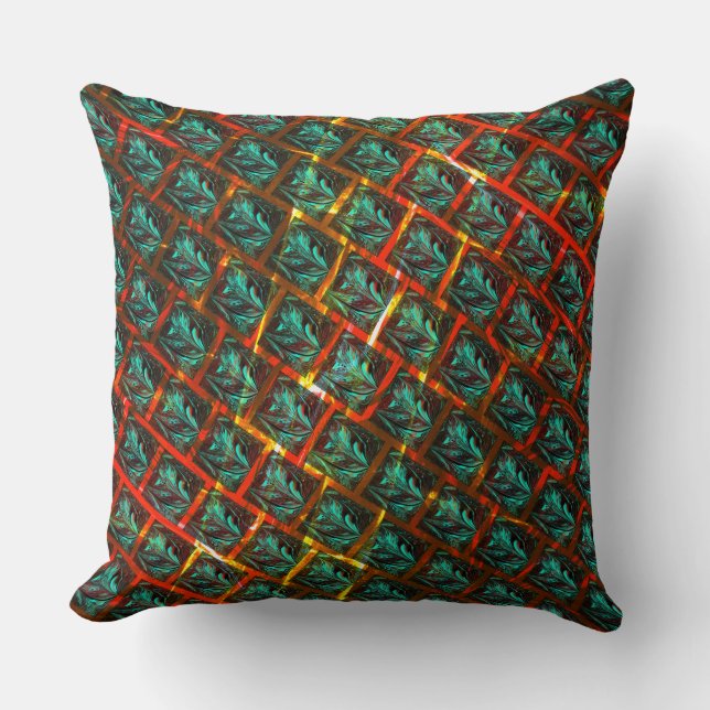 Almofada "Olhos de moldura" azuis, quadrados, arranhados ou (Frente)