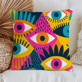 Almofada Olhos Maus Funky Nazar Colorido Maximalista Boêmio
